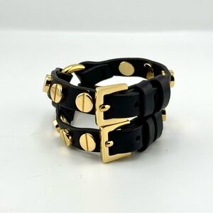 Italian leather double cuff